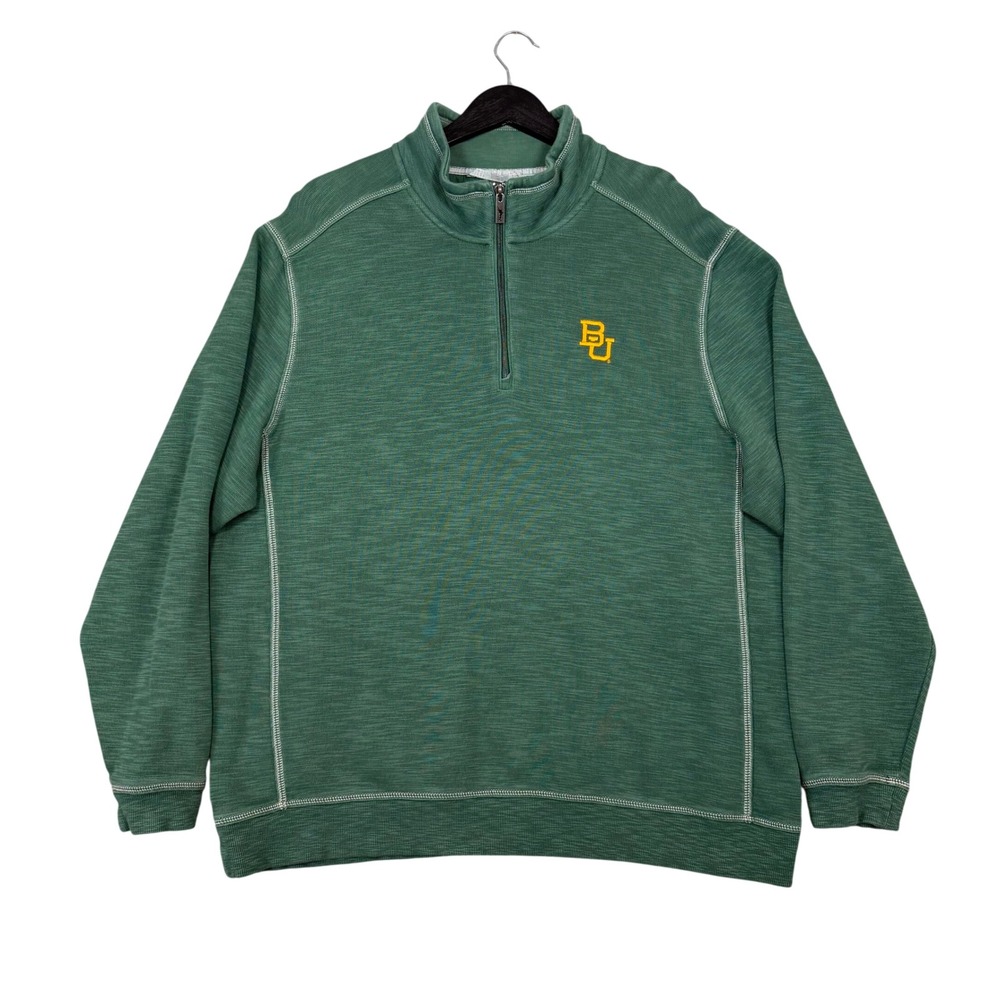 Tommy Bahama Mens XXL Baylor Bears Tobago Bay Green Quarter Zip Pullover Sweater